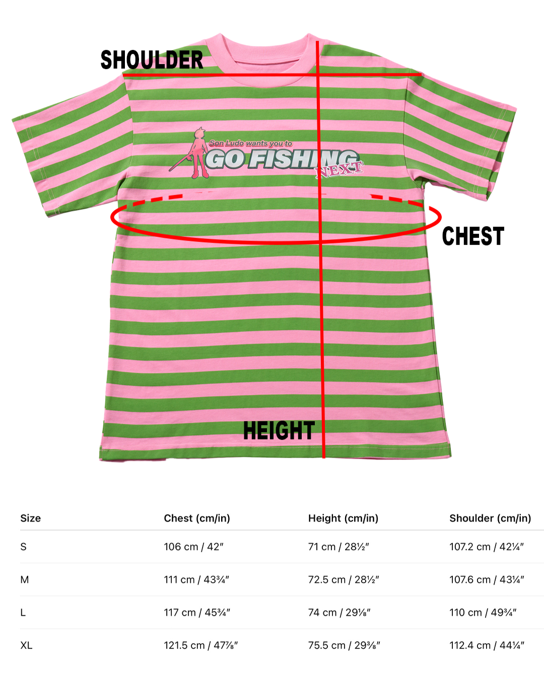 GO FISHING T-SHIRT PINK/GREEN