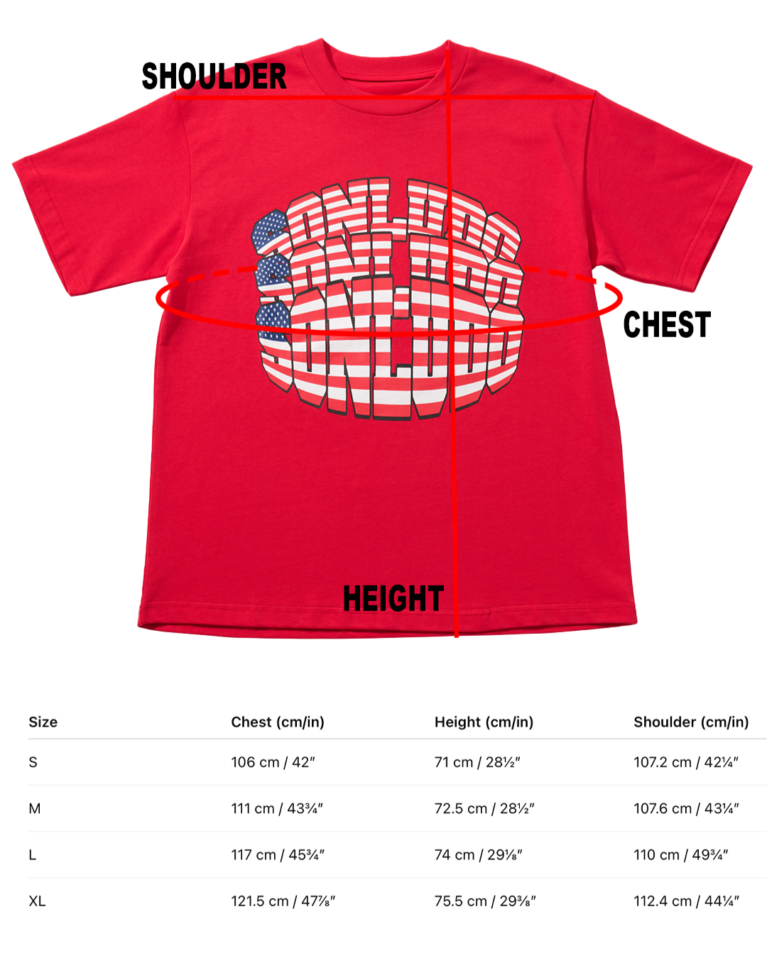 RED AMERICAN FLAG T-SHIRT