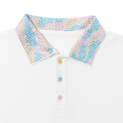 Iced Out LS Polo - White