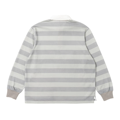 Yumi Striped LS Polo - Grey
