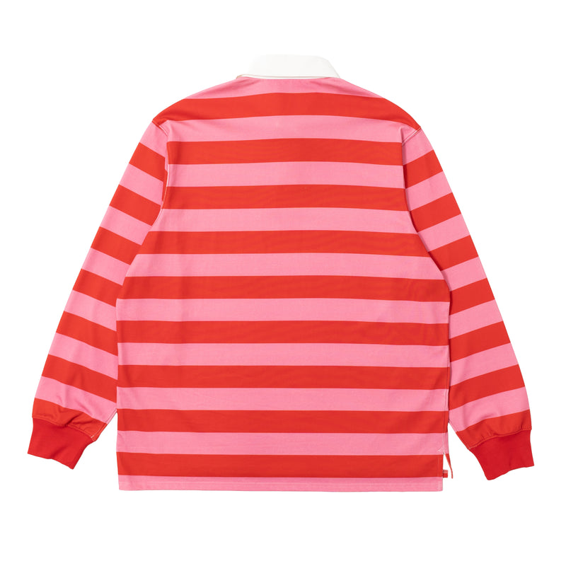 Yumi Striped LS Polo - Pink/Red