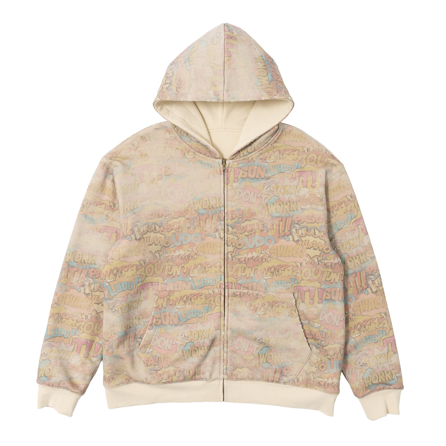 Reversible Comics Zip Hoodie - Cream
