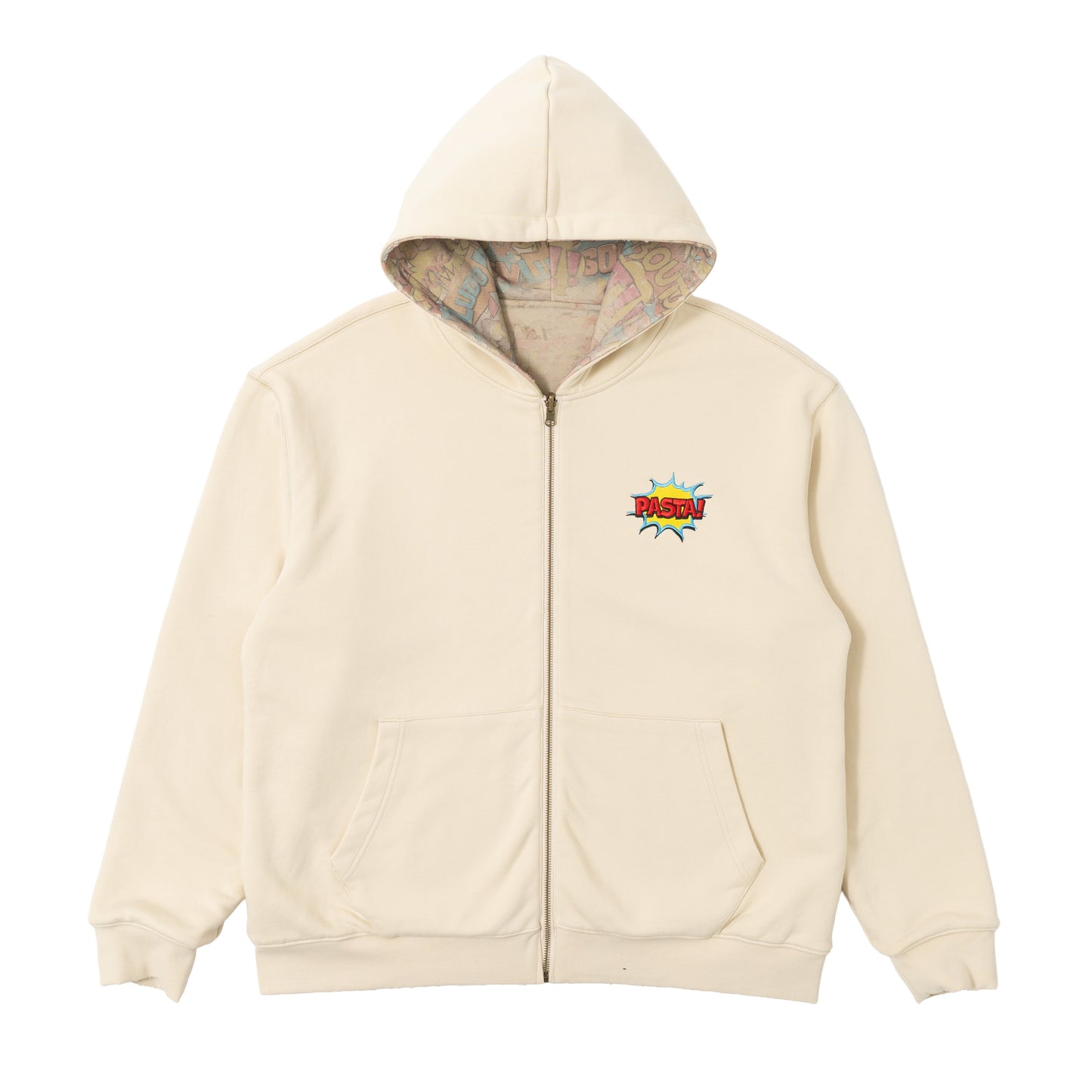 Reversible Comics Zip Hoodie - Cream