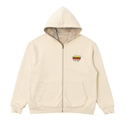 Reversible Comics Zip Hoodie - Cream