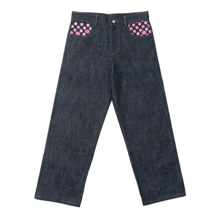 Polka Dot Selvedge Denim - Pink