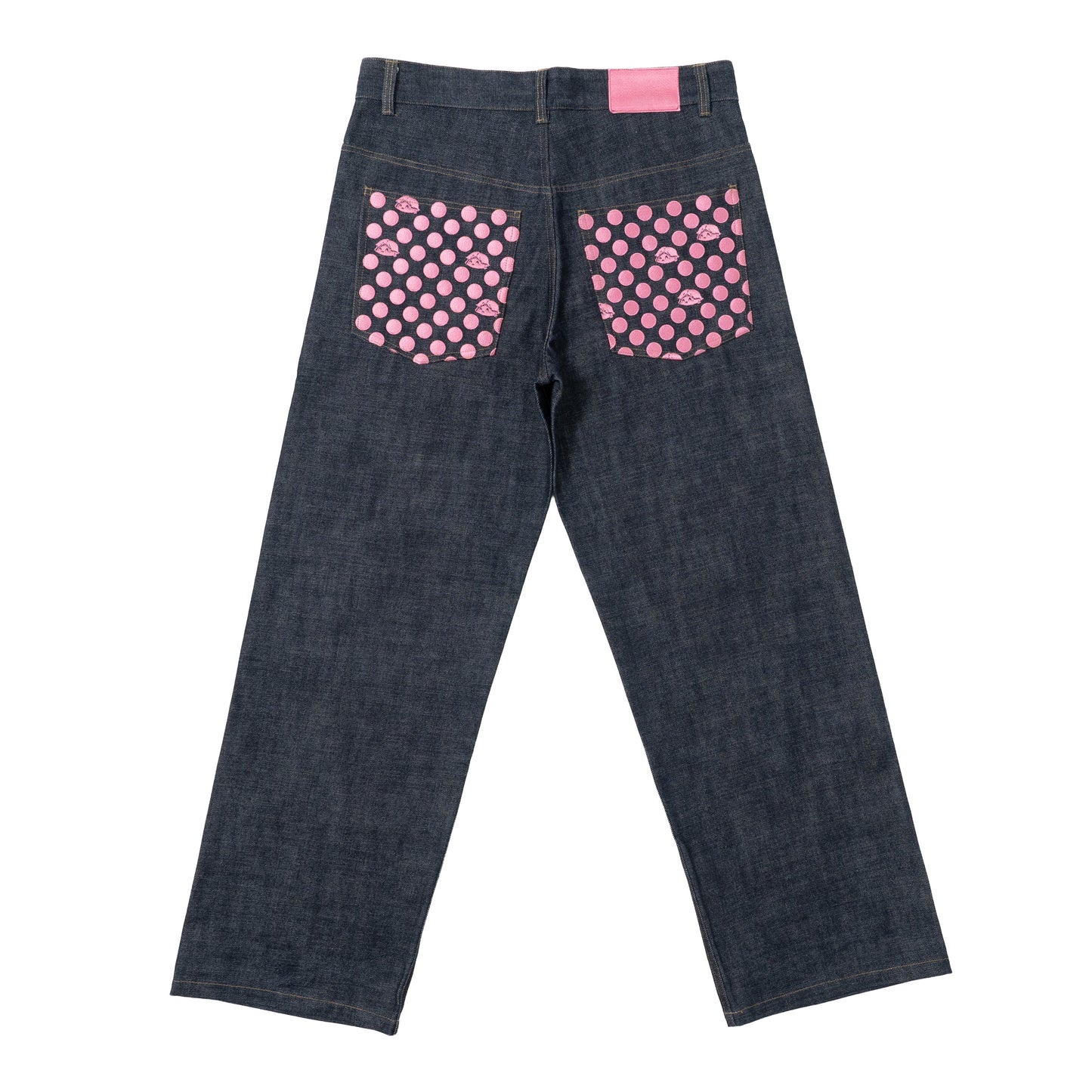 Polka Dot Selvedge Denim - Pink