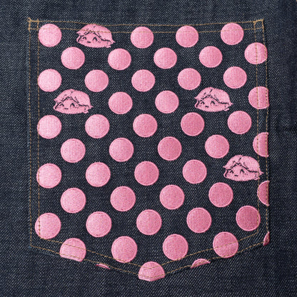Polka Dot Selvedge Denim - Pink