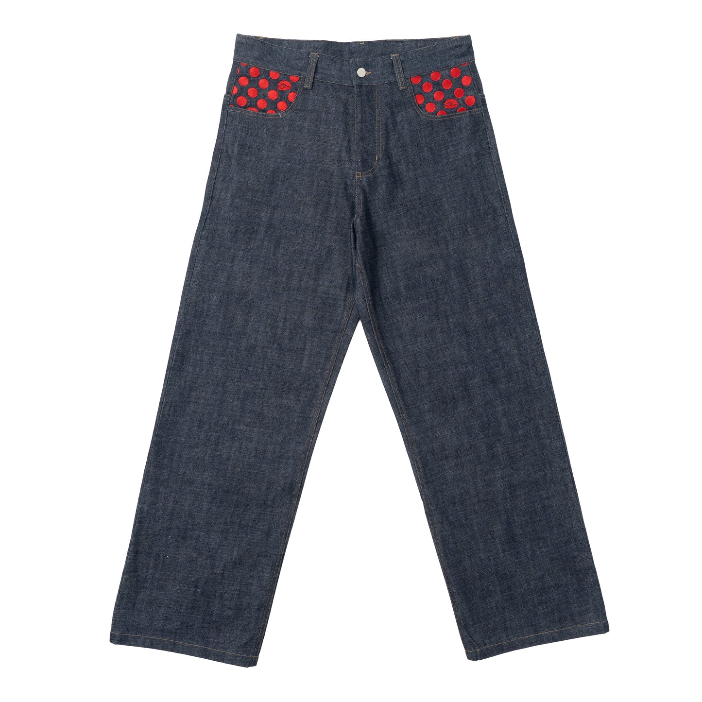 Polka Dot Selvedge Denim - Red