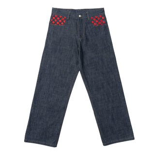 Polka Dot Selvedge Denim - Red