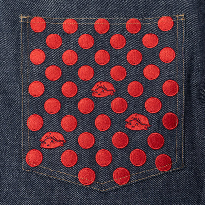 Polka Dot Selvedge Denim - Red