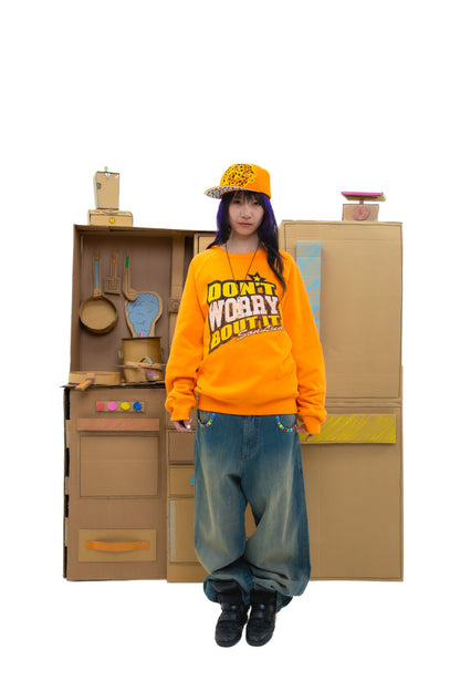 Reversible DWBI Crewneck - Orange/White