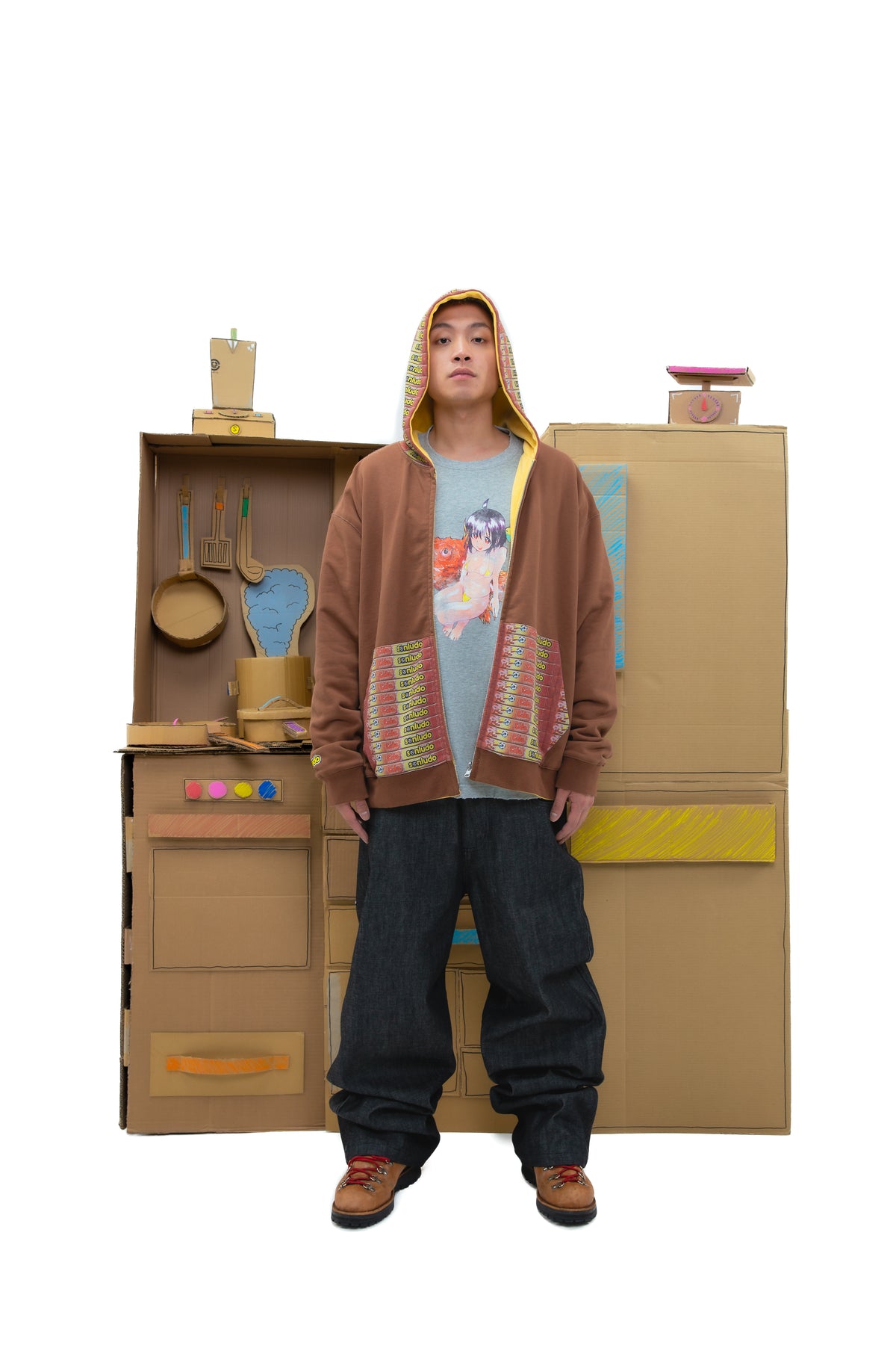Reversible Goleador Zip Hoodie - Brown/Yellow