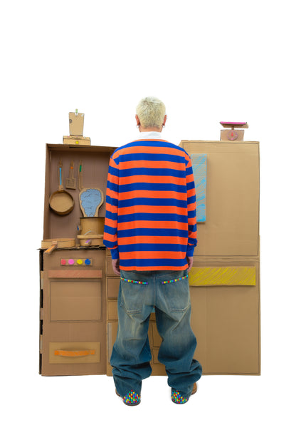 Yumi Striped LS Polo - Orange/Blue