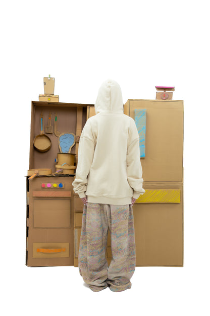 Reversible Comics Zip Hoodie - Cream