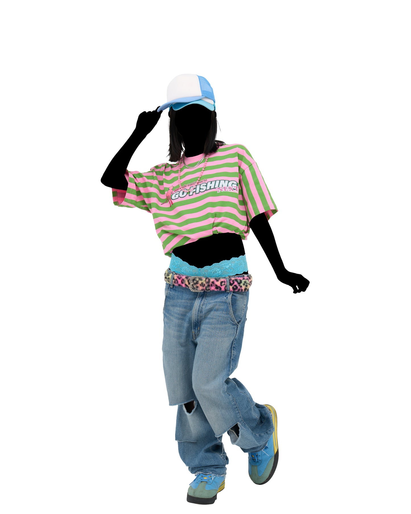 GO FISHING T-SHIRT PINK/GREEN